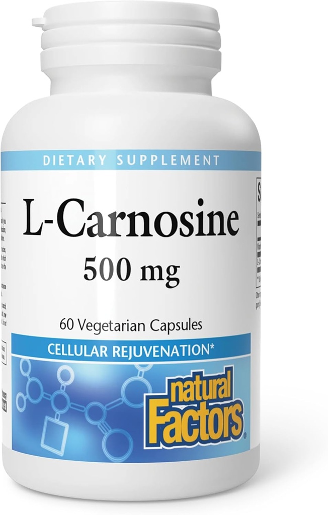 自然因素,L-Carnosine 500毫克,支持健康衰老、肌肉和脑功能,食物补充,60个胶囊(60份服务)