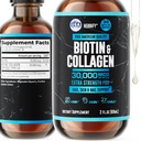 HERBIFY Collagen and Biotin Liquid Drops - 毛发生长加速吸收补充剂和强钉 - 男女毛皮和钉子维生素 - B7 补充剂 - 美国制造