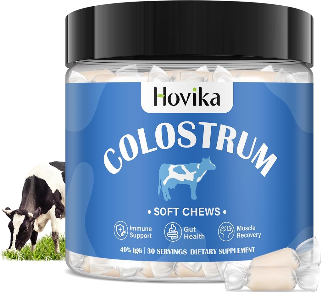 纯Bovine Colostrum 补充品,40% IgG Bovine Colostrum 人类3000mg Colostrum 软菜 Gut 健康,免疫支持,肌肉复苏-格拉斯联邦,30种服务