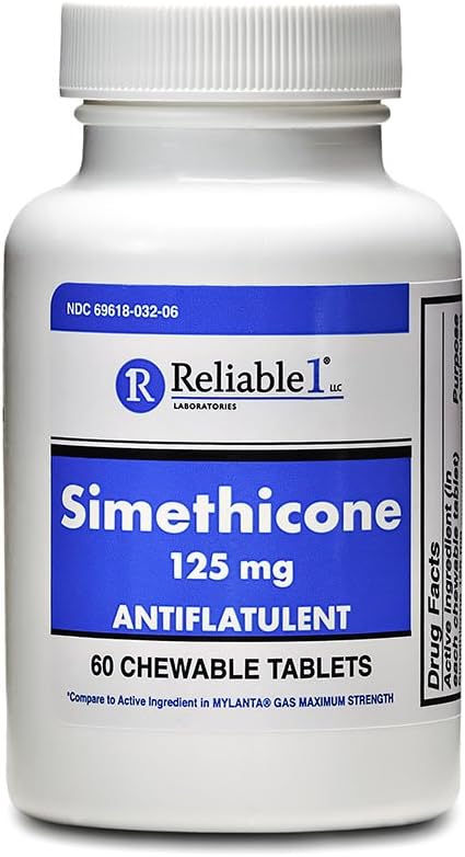 可靠 1 Simethicone 125 mg 抗气体 60 Peppermint 片 (1瓶)