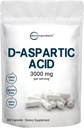 微成份 D- Aspartic Acid 3,000 mg Performation, 300 Capsules 纯能量DAA, Testosterone 和性能支持 QQ 非GMO, Gluten 无糖, 无豆