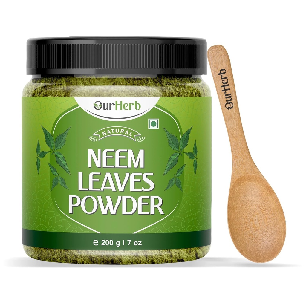 纯 Neem 留下粉末天然溶液, 用于Pimple-Free Clear Skin & Silky Hair, 用于面包, 头发护理,