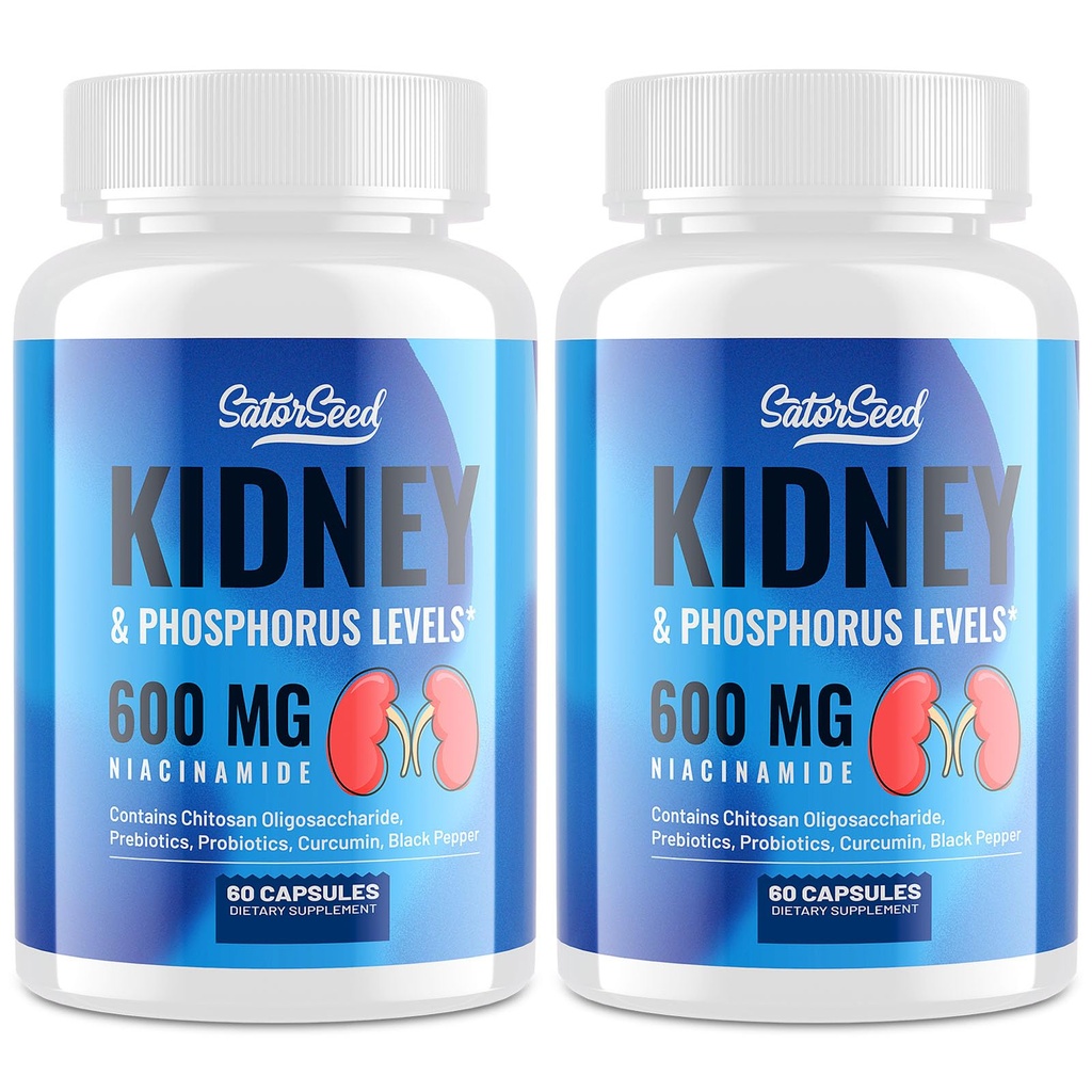 肾支持补充剂 — Kedney Cleanse Detox 配有600mg Niacinamide & Chitosan Oligosaccharides — Phosporus-Conscious Formula — 蔬菜为成年人配有 Capsules — 2瓶