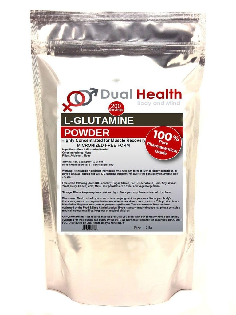 L-Glutamine(2 lbs) 纯粉剂 5000mg 自由形态散装补充剂,美国制造, Immune Digestion GI 支持 Leaky Gut Health Muscle Energy Stamina 耐力强度