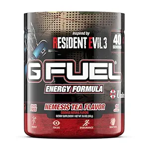 G Fuel Celeste 草莓能源饮料粉,预研咖啡因混合剂用于赌博,无糖焦点氨基,维生素+抗氧化剂,9.8oz(雪茄草莓,40种服务)