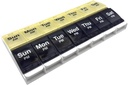 EZY DOSE Push Button(7天) Pill Case,药品计划师,维生素组织者,每天2次,AM/PM容器,X-Large比较,关节炎友好,易用,清液,蓝/黄,BPA免费