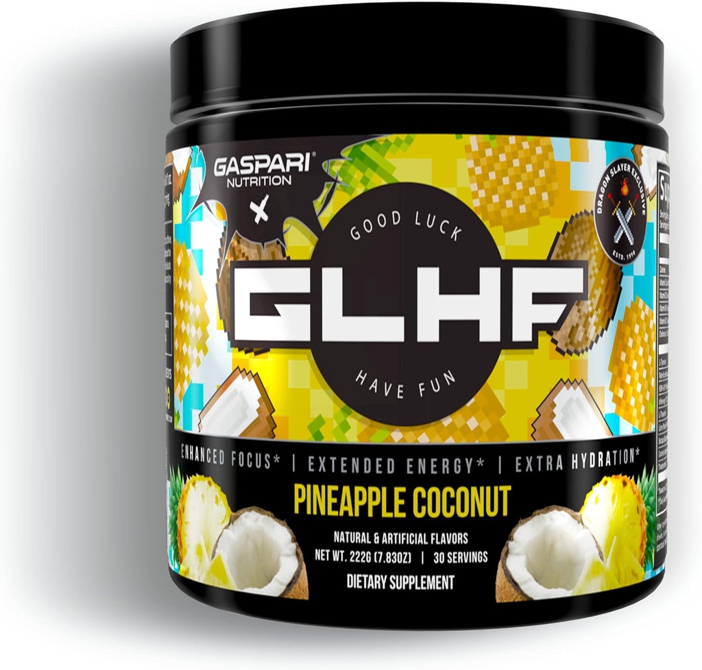 Gaspari营养xGLHF Gaming Energy, 增强重点, 额外能源, 改进水力(30架) (菠萝椰子)