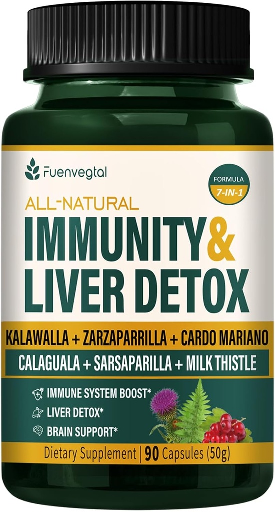 牙买加的Sarsaparilla根豁免和肝脏解毒剂Cleanse Capsules, 皮肤健康与免疫支持补编,配有Kalawalla Milk Thetle。 扎扎帕里利亚和卡多马里亚诺