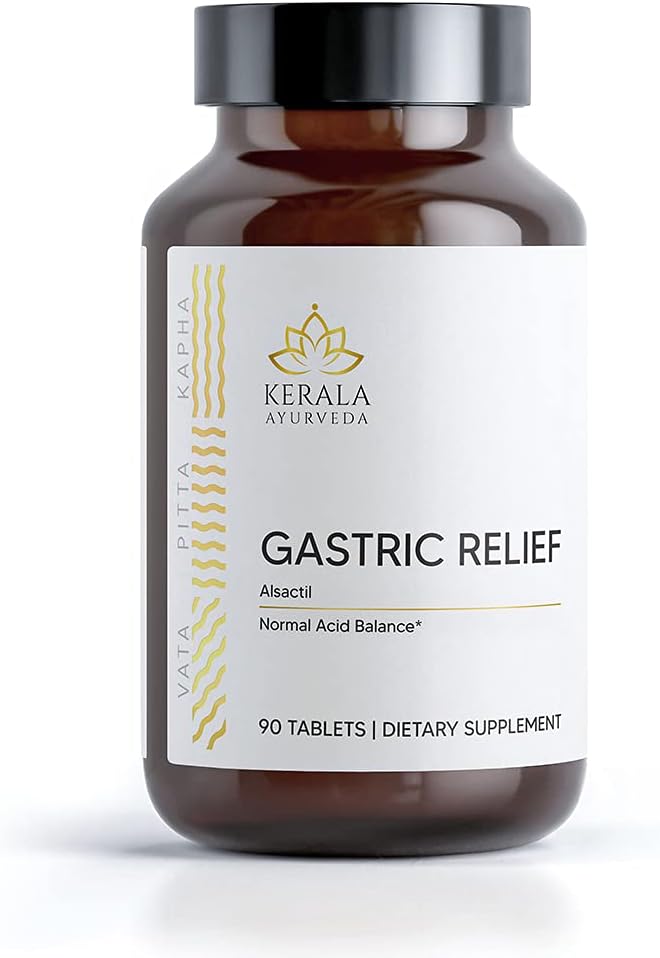 Kerala Ayurveda 胃解药草药片 健康胃酸平衡的自然预生 胃解药和气体的解药 艾滋病 正常消化 - 90个计数