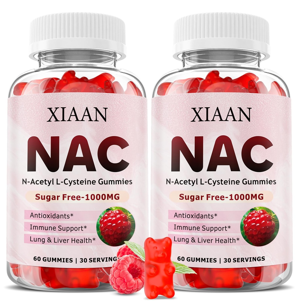 NAC 儿童与成年人Gummys, N Acetyl Cysteine 1000mg NAC 抗氧化剂与免疫辅助剂补充剂,龙与肝脏健康,Raspberry Flavor 120 Count