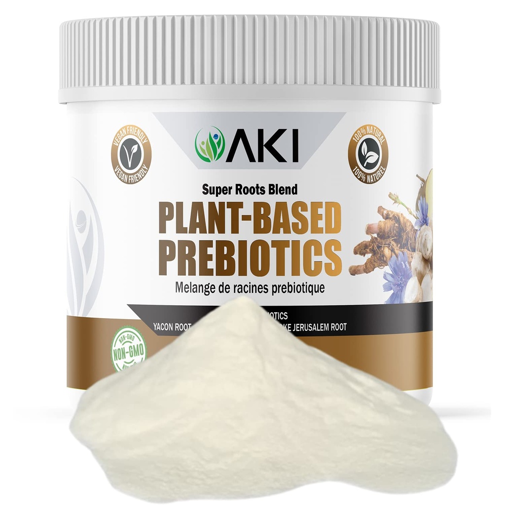 AKI Plant-Based Prebiotic Blend (6oz/170g) - Ideal Source of FOS & Inulin - Nourish Intestinal Flora & Immunity - Ideal for Protein Shakes, Juice, Smoothies - Keto Friendly, Vegan, Gluten & GMO Free