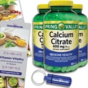 春谷钙 石膏 饮食补充600 mg 300 Ct 3 pk Choice Bundle(共计900) + 维生素指南和药剂容器(5项)!