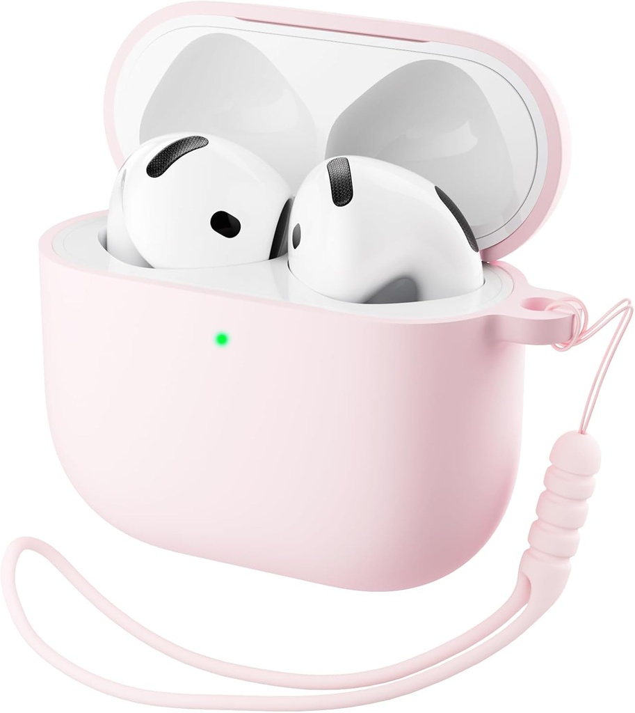 ORNARTO for AirPods 4 Case,软硅酮全保护盖与LED可见,与AirPods 第四代2024年兼容 - 粉红色粉红色