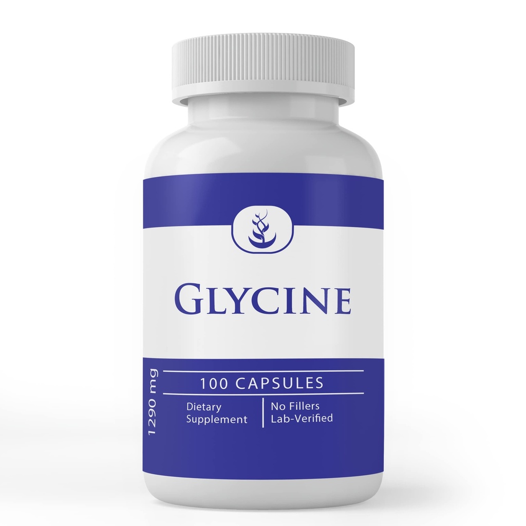 纯原始成份 Glycine, (100 Capsules) 纯纯, 无添加剂或填充器, 实验室验证