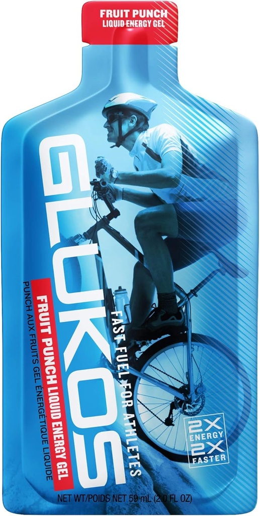 Glukos Energy Gels for Runners 2oz Packets, 带有电解质的 Rruning Gels, 托盘 12 Counter