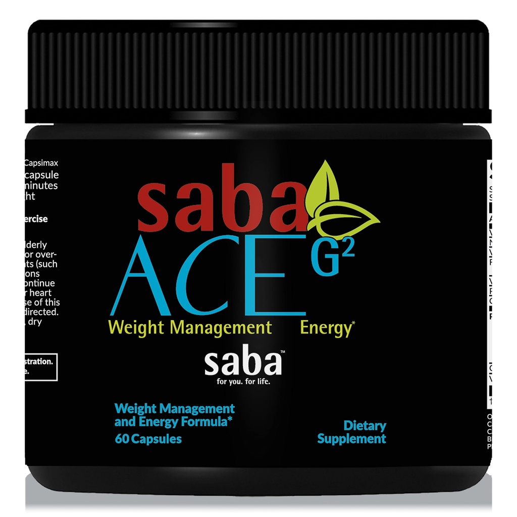 Saba ACE G2 热能燃烧、前期工作、代谢、聚焦、集中,包括Capsimax、CarnoSyn、BioPerine、Green Teaf 提取器,供男子和妇女使用-60卡普勒斯