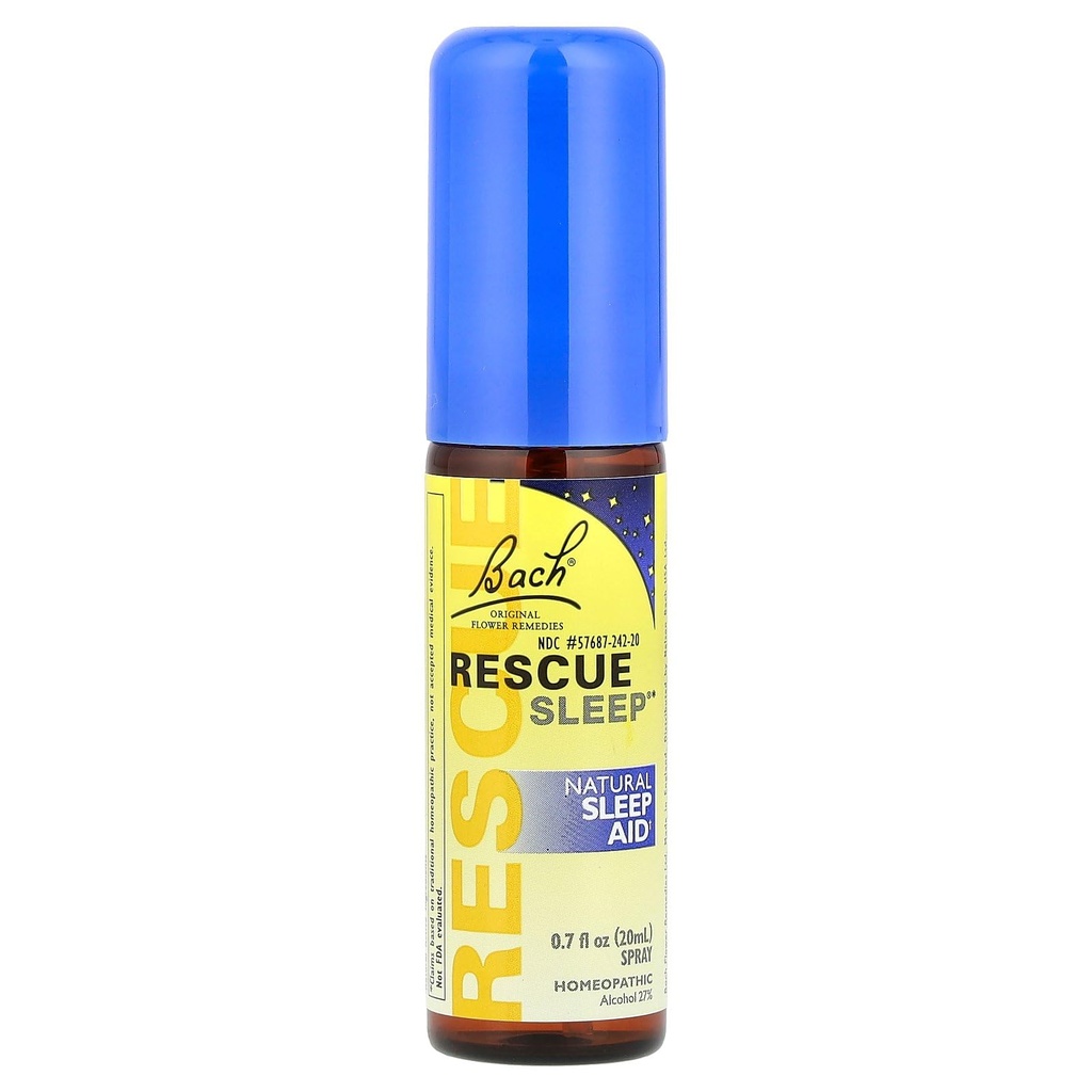 Bach RESCUE SLEEP 喷雾20mL,自然睡眠和压力救济援助,Homopathic Flower Essence, Vegan, Free of Melatonin, Sugar, and Gluten, 非麻醉,非哈比特成型