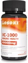 Losoki VC 1000 - 高剂量维生素C补充剂用于免疫支持和抗氧化剂保护 - 配有玫瑰HIPS粉末的缓冲公式 - 60块