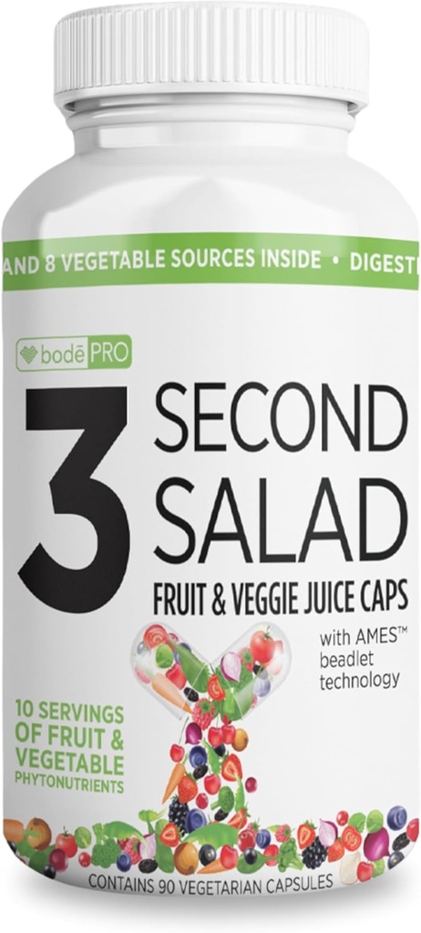 BODEPRO bode Pro 3 第二期 Salad → Phytonutrient 丰富的水果和蔬菜补充,抗氧化剂和消化酶公式 → Non-GMO Veggie Capsules → 90 Counter