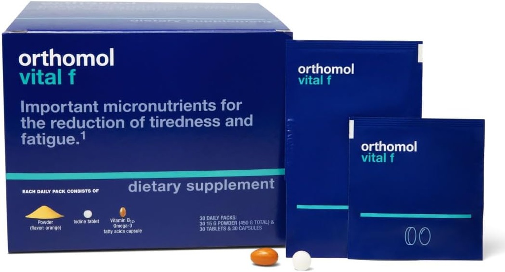 Orthomol Virtual F Powder & Tablet Packet, 女子多维素, 30天供应, 维生素A, B, C, D, E, K, 钙, 碘, Omega-3...