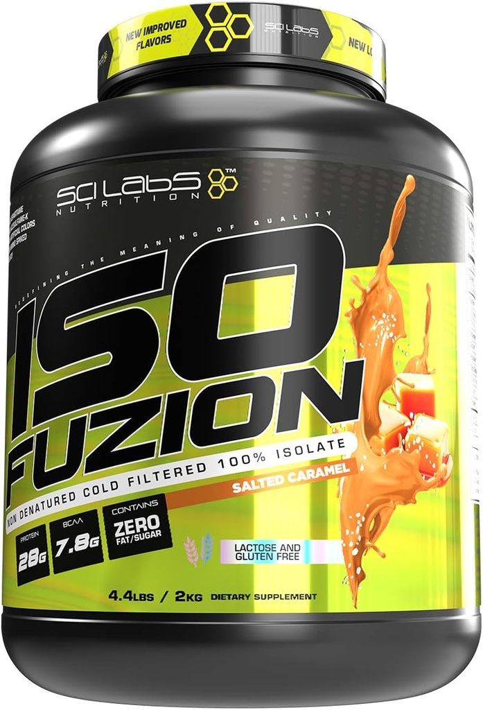 ISO FUZION 100% Whei Isolate → 28g 未经鉴定的蛋白质粉,盐焦糖粉,4.4lb