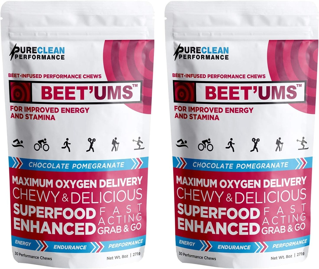 BEET的UMS甜菜 Chews - Premium Organic Beet Juice Powder 补充品 - Nitric Oxide Energy和血液流通支持 - 真正的巧克力石榴果健康 配有7种超级食品的Chews (2)