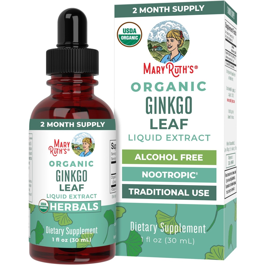 (原始内容存档于2018-03-21). MaryRuth Organizations Ginkgo Leaf Liquid Drops Herbal Supplements | Notropic | Circulatory System & Nervous System 健康 USDA Organization | Non-GMO | Vegan | 60 services