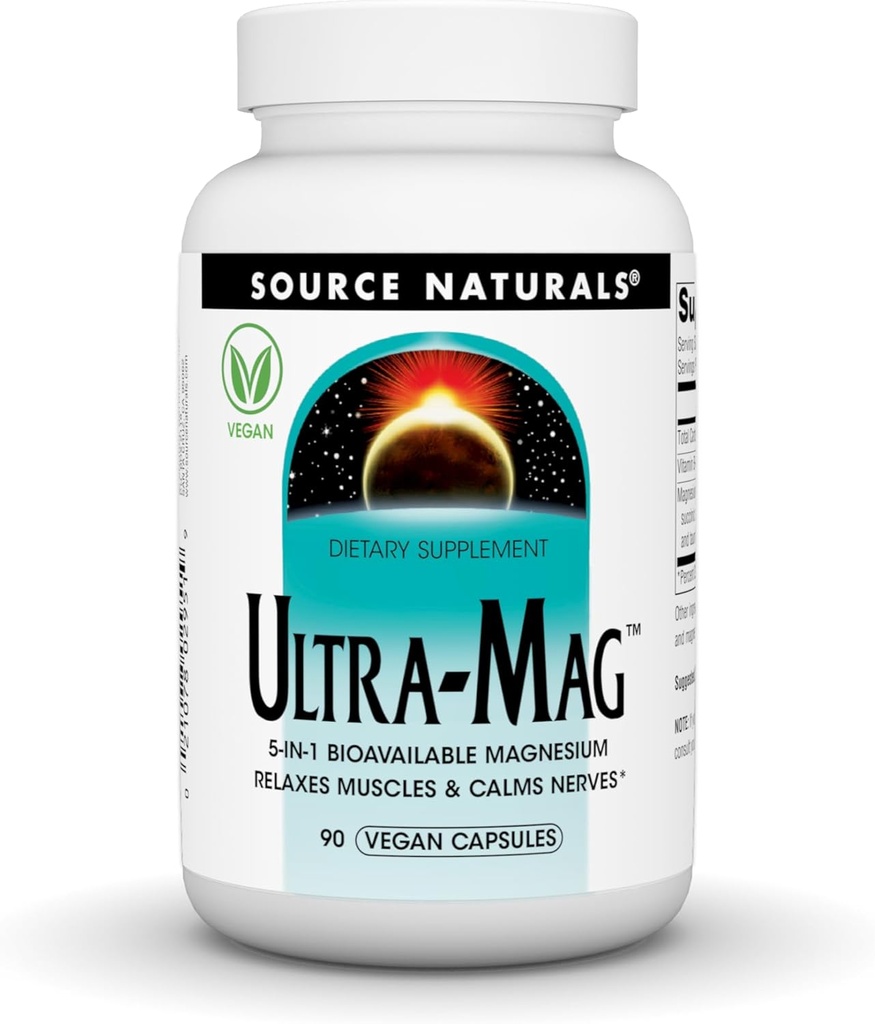 来源:Naturals Ultra-Mag,Vegan饮食补充,5-in1 生物可用镁,放松肌肉和平静神经 *,Vegan Capsules(90)