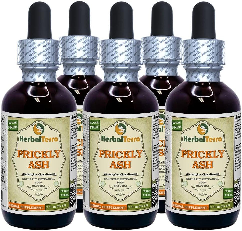 Prickly Ash(Zanthoxylum Clava-herculis) 丁香,干巴克液体提取物(Brand name:Herbalterra, Proudly made in USA) 5x2 fl.oz(5x60 ml) ried香(5x60 ml)