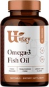 Utzy Naturals Omega-3 鱼油 | 800 mg Omega-3 | 与环保局和DHA | 天然柠檬火焰 | 120 软胶