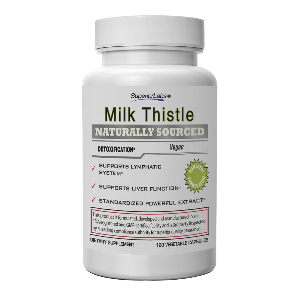 高级实验室 Milk Thetle NonGMO - 80% Silymarin Flavonoids - 健康活体、肾脏、解毒和功能的强力公式,能源 - 250 mg 4:1 提取 Yielding 1000 mg, 120 蔬菜罐头