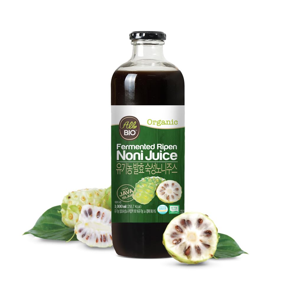 Java Organization Noni Juice 提取 - 33.8 fl oz (1L) 瓶子 - 100%纯 Resveratrol & Fermented Noni 由 ALLBIO 制作