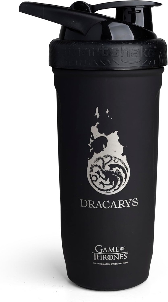 Smartshake Reforce 无锡钢铁游戏 Of 宝座 Dracarys, Shaker Bottle (900 ML /30oz) QQ轻量级抵抗运动摇摆瓶 配软Lid QQ防漏, BPA 自由 & DEHP 自由