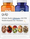 女性的Gulp Ultimate Multivitamin - AM PM 自然能源、豁免、Gut健康与睡眠的补编 + Probiotics、维生素D、Biotin、B12、蘑菇、Omega 3 & More + 30服务