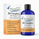 HoneyCombs Vitamin B Complex Drops – 配有维生素B1,B2,B3,B5,B6,B7,B9,B12和Vitamin C – 超级B 复合维生素 – 无酒精液体维生素补充,16 Fl Oz.