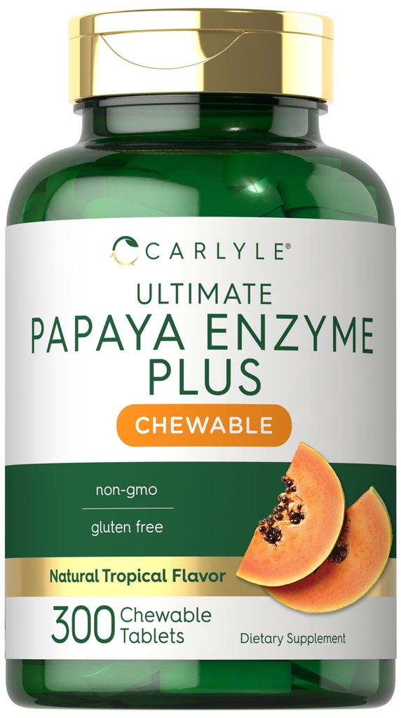 Carlyle Papaya Enzyme Chewable Tables QQ Vegetarian, Non-GMO, Gluten Free Formula QQ 热带火药