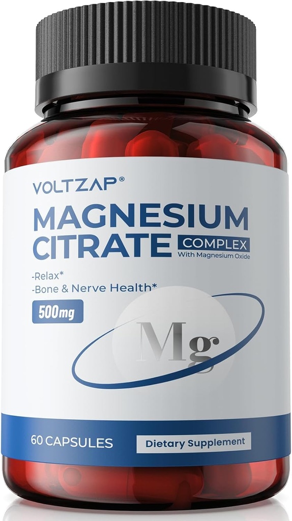 甘油酸镁 Citrate Capsules 500mg 补充:用于便利与健康睡眠支持 高吸性镁元素补充 肌肉与消化支持 - 非 GMO & Gluten Free