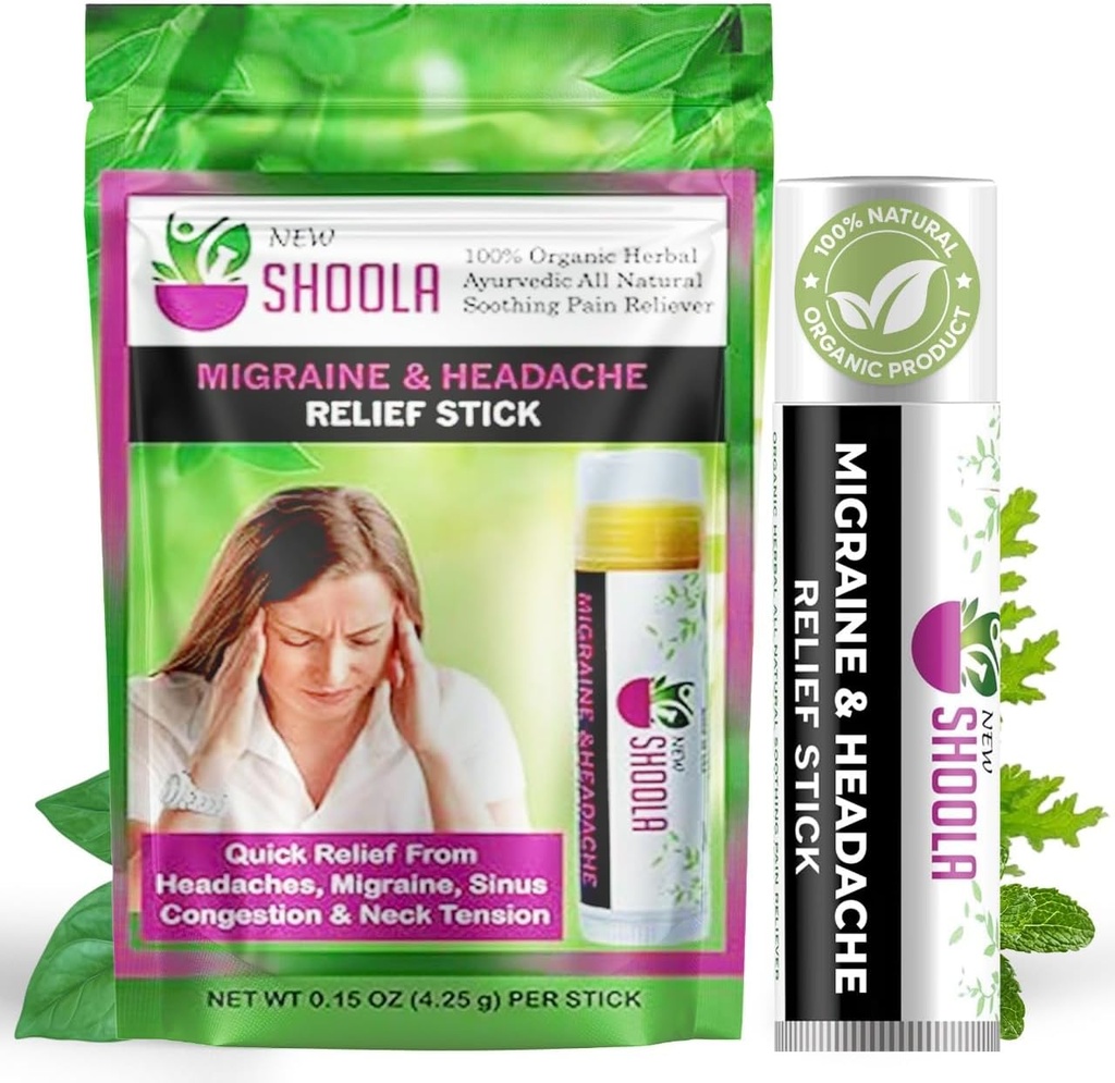 Migraine Relief and Headche Balm Relief Balm Stick roll On – 100% 有机草药 Balm – 从头痛, Migraine, Stuffy Nose Control, 颈部紧张 – 没有侧面效应 Vapor Rub 的快速 Relief