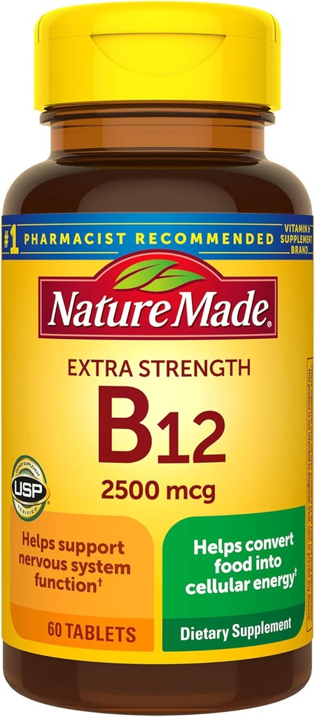 额外的强力维生素B12 2500 mcg 片, 60 个计数