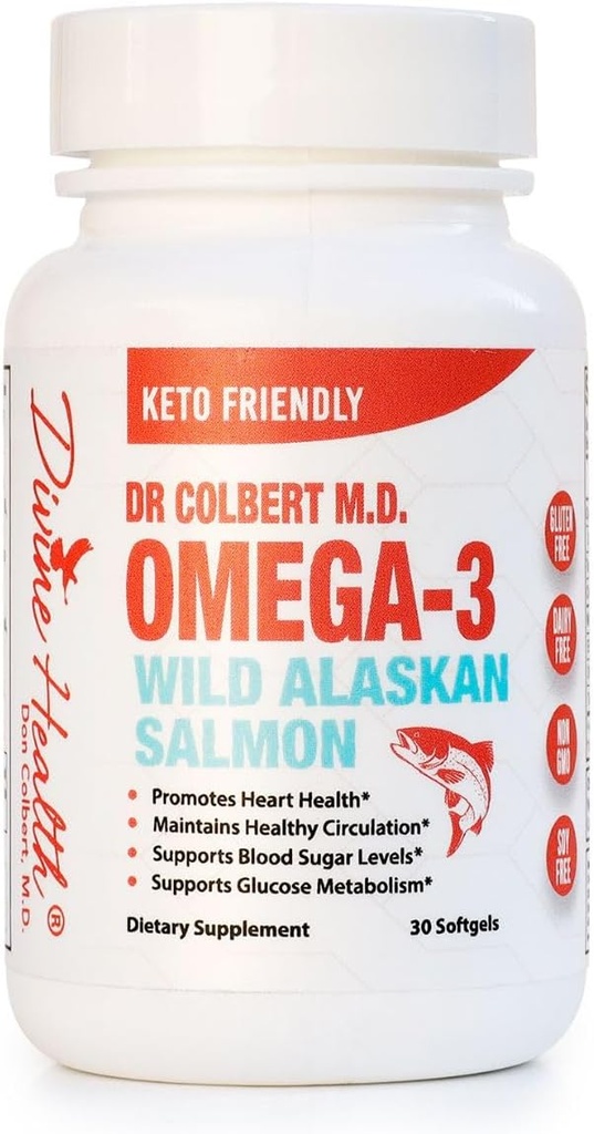 Colbert博士的野生阿拉斯加沙门Omega-3 含有Omega-3的自然来源,DHA & EPA - 由Don Colbert博士提出