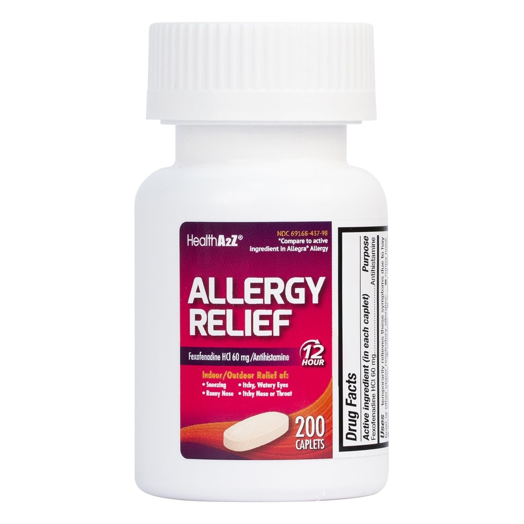 健康 A2Z® Fexofenadine 氯化氢 60mg → 12Hour 抗Hitatamine 用于过敏救济 →(200个计数(一包))