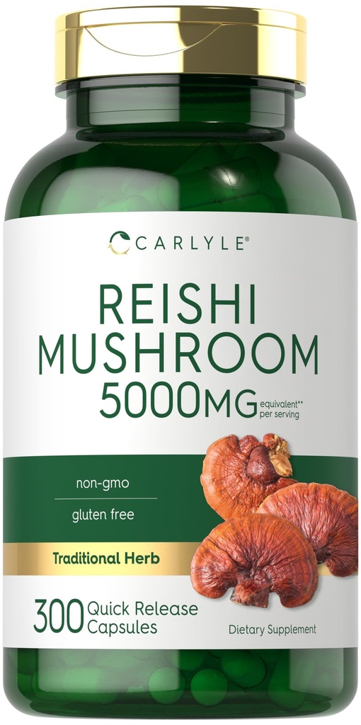 Carlyle Reishi 蘑菇补充5000mg → 300 Capsules → Non-GMO, Gluten Free Reishi 蘑菇提取器