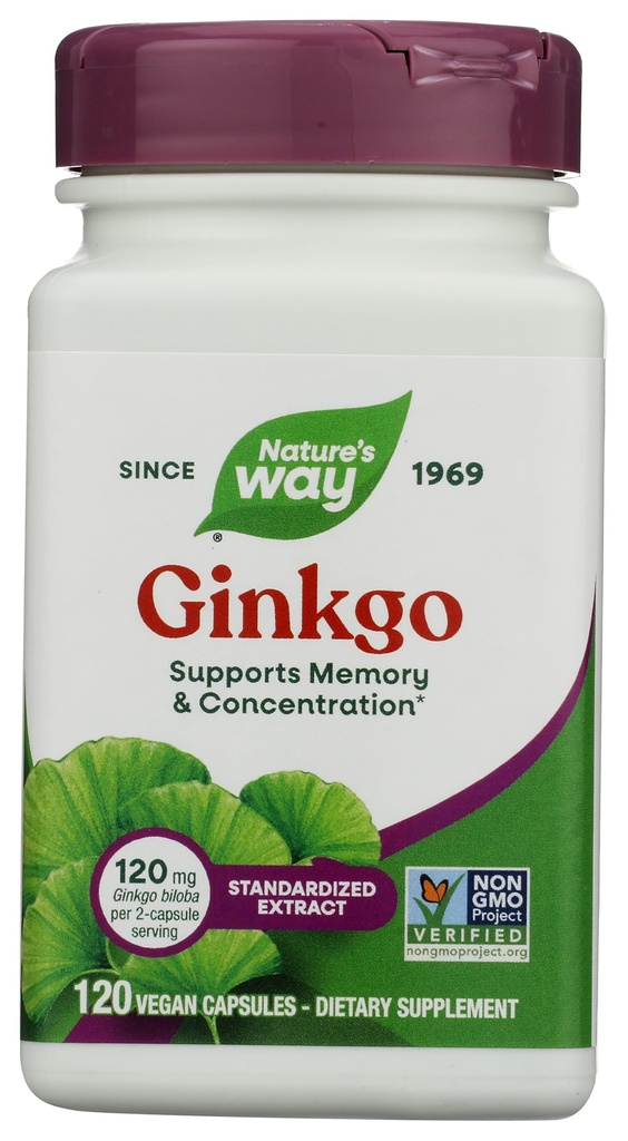 自然之道 Premium 提取 Ginkgo, 内存和浓度*, 120页