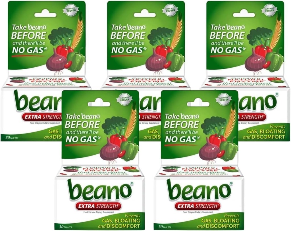 Beano Extra Power, Gas Preventive & Digestive Enzyme 补编, 30 Countries (Pack of 5) 互联网档案馆的存檔,存档日期2014-03-04.