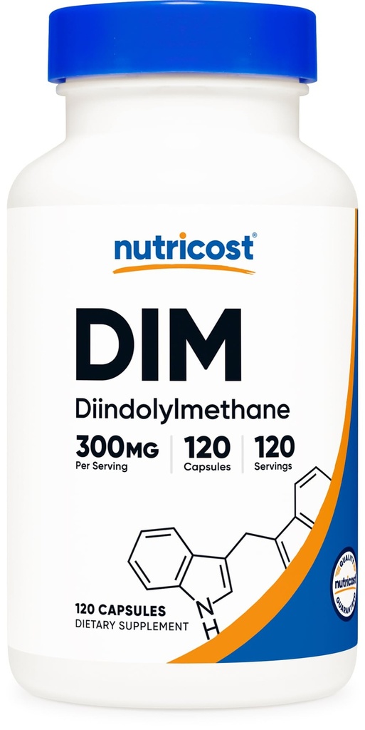 营养成本DIM(Diindolylmethana)+生物Perine 300mg,120 蔬菜卡普尔-最多4个月供应,最大强度DIM补充