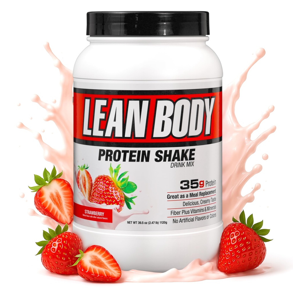 拉布拉达营养 Lean Body Hi-Protein Shake,草莓,2.47-Pound Tub 草莓 PACKAGING May VARY