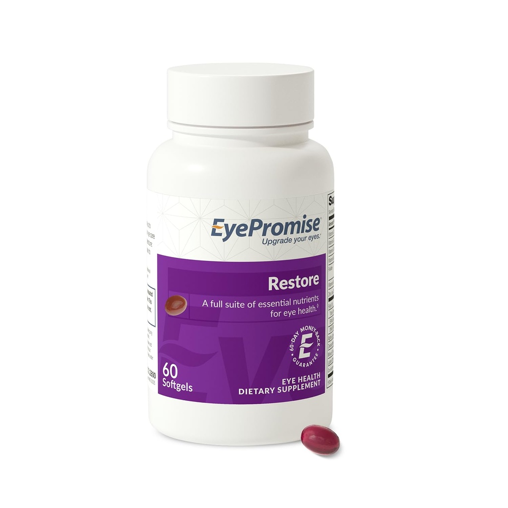 Eye 保证恢复眼部健康补编 -- -- 60个软胶,30天供应 -- -- Omega 3 与Zeaxanthin、Lutein、鱼油、EPA、DHA和维生素促进眼部健康补编