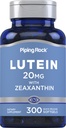 Piping Rock Lutein 和 Zeaxanthin 补充 20 mg → 300 软胶 → 来自 Marigold 提取 → Non-GMO, Gluten Free