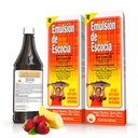 Emulsión de Escocia Cod Liver Oil Liquid 配有维生素A、D、E和B1-天然鱼油 Omega 3 供儿童和成年人使用-美味草莓香蕉Flavor-6.5 oz(2-Pack)