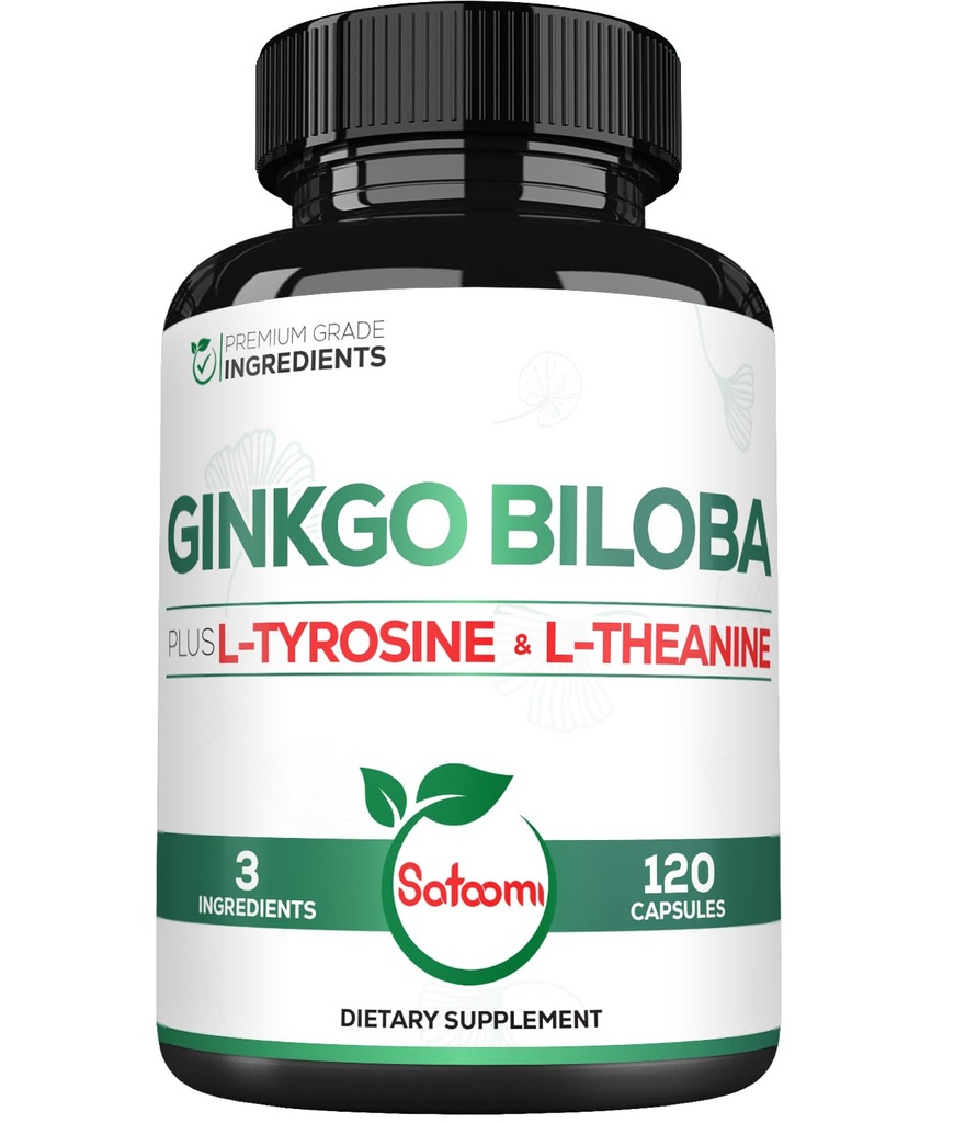1 000mg Ginkgo Biloba 配有L-Tyrosine、L-Tenine的补编 -- -- 2-Month 供货的120个卡普尔 -- -- 支持焦点、Mermory功能、脑健康和视觉质量